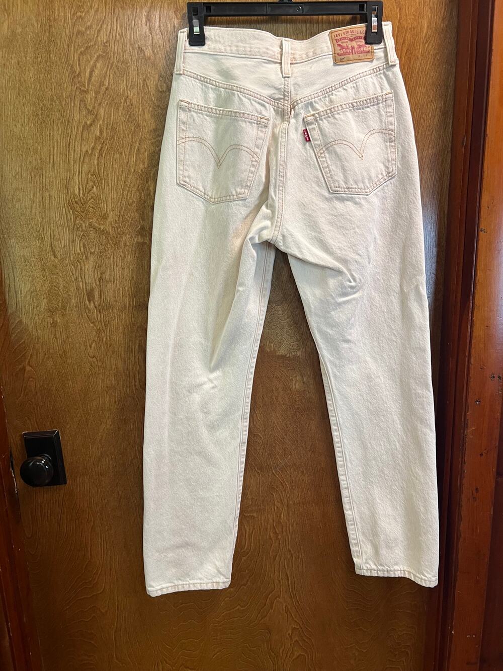 Levis 501 Red Tab Button Fly Ecru Womens Jeans sze W26 L30